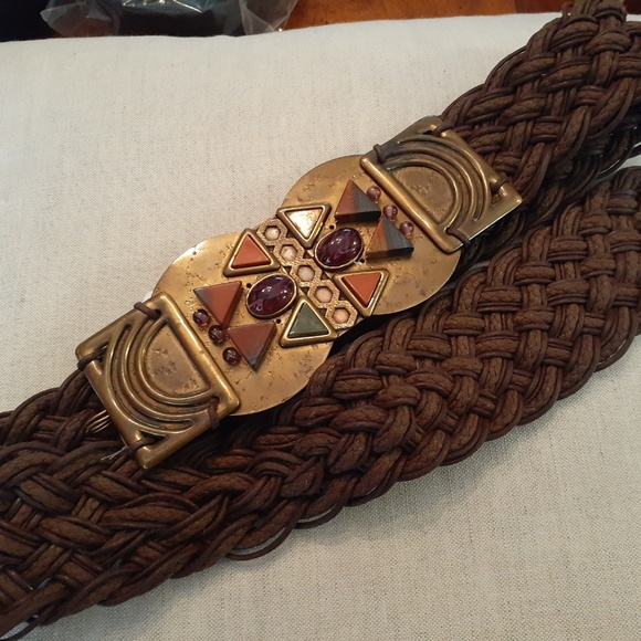 Marjorie Baer belt with aggregate stone buckle